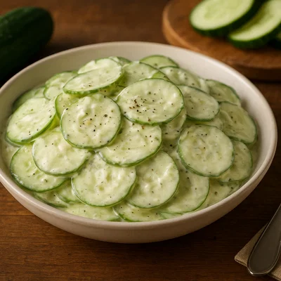 Wiener Gurkensalat mit Essig-Öl oder cremigem Dressing