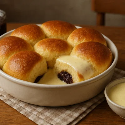 Wiener Buchteln mit Powidl und Vanillesauce