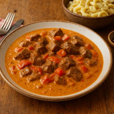 Rahmgulasch in cremiger Paprika-Rahmsoße