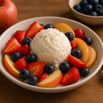 Gefrorenes Krenfleisch-Dessert mit Früchten
