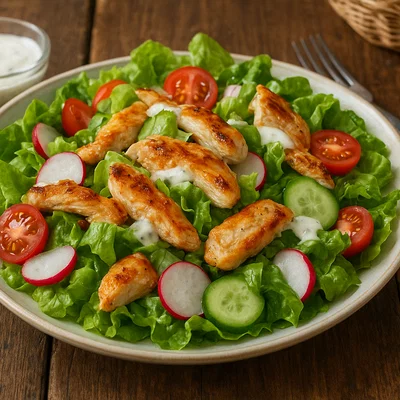 Frischer Hendlsalat mit Essig-Öl- oder Cremedressing