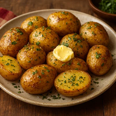 Heurige Erdäpfeln (Ofenkartoffeln mit Butter und Kräutern)