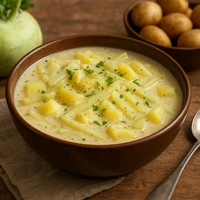 Herzhafte Kohlrabi-Suppe mit Kartoffeln
