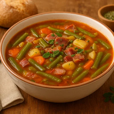 Traditionelle Fisolensuppe (Bohnensuppe)