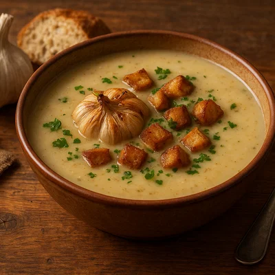 Geröstete Knoblauchsuppe