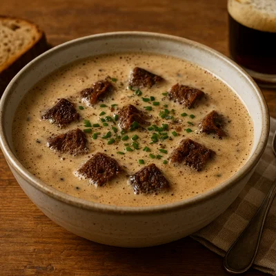 Herzhafte österreichische Biersuppe mit Brot