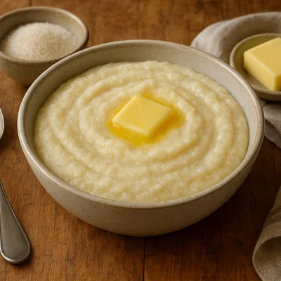 Cremiger Grießbrei mit Milch und Butter