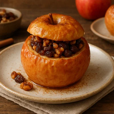 Klassischer Bratapfel mit Rosinen, Nüssen und Zimt