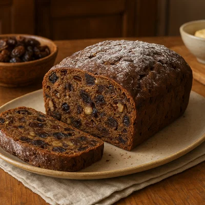 Traditionelles Kletzenbrot mit Dörrbirnen und Nüssen