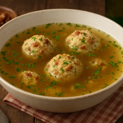 Grammelknödelsuppe – würzige Suppe mit Speckknödeln