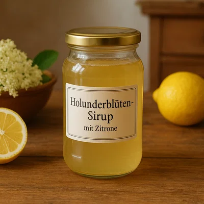 Holunderblüten-Sirup mit Zitrone