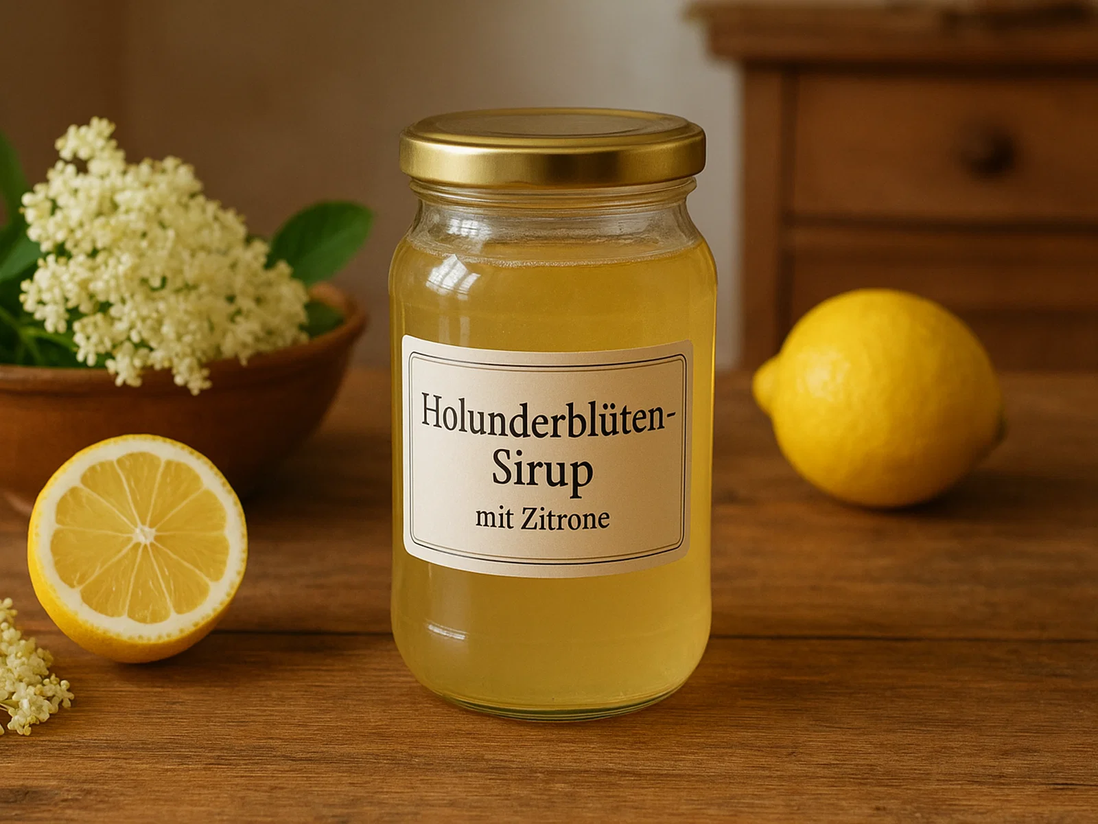 Holunderblüten-Sirup mit Zitrone