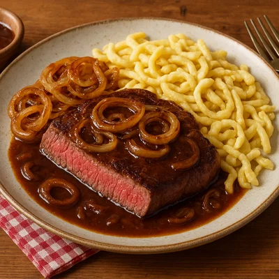 Girardirostbraten (Schwäbischer Zwiebelrostbraten nach Girardi-Art)