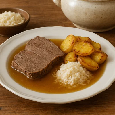 Tafelspitz mit Apfelkren und Röstkartoffeln