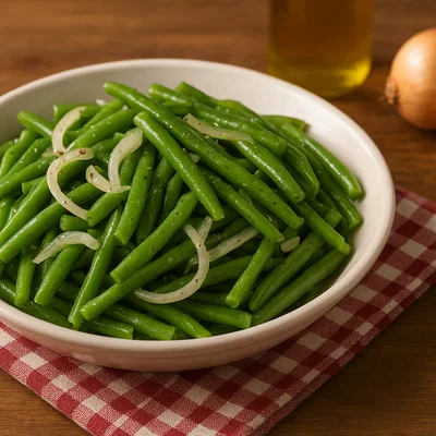 Fisolensalat (Grüner Bohnensalat mit Essig-Öl-Dressing)