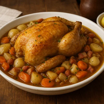 Aufg'setzte Henn (traditionelles geschmortes Huhn)