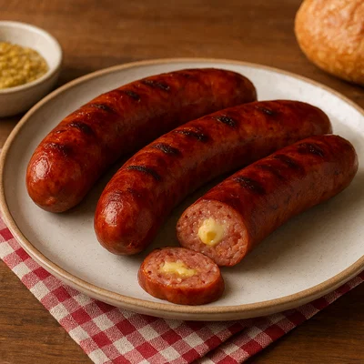 Käsekrainer vom Grill oder aus der Pfanne