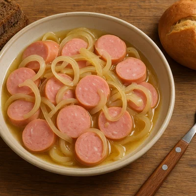 Essigwurst (Saure Extrawurst) mit Zwiebeln