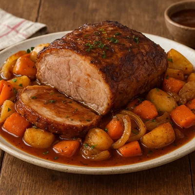Schilcherwein-Braten mit Wurzelgemüse