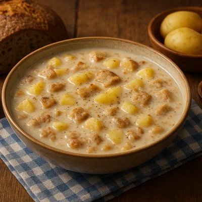 Herbstmilchsuppe (Stosuppe) – würzige Milchsuppe mit Brot und Kartoffeln