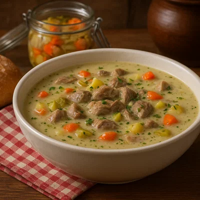 Gansleinmachsuppe – traditionelle Gänsesuppe mit Einmachgemüse