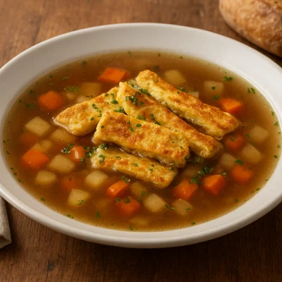 Rindsuppe mit Schöberl (Eier-Schnitten)