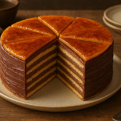 Dobostorte – Ungarische Schichttorte mit Karamellkruste