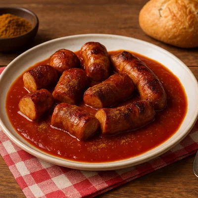 Currywurst mit schneller Curry-Ketchup-Soße
