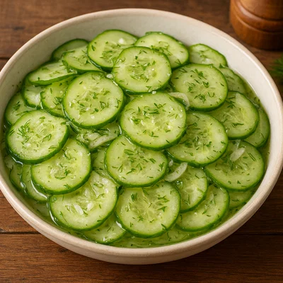 Österreichischer Gurkensalat in Essig-Öl-Marinade mit Dill