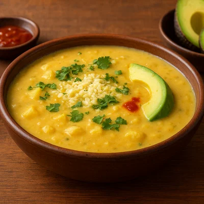 Locro de Papa – Ecuadorianische Kartoffelsuppe mit Käse und Avocado