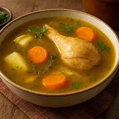 Caldo de Gallina Criolla – Klare Brühe vom Freilandhuhn
