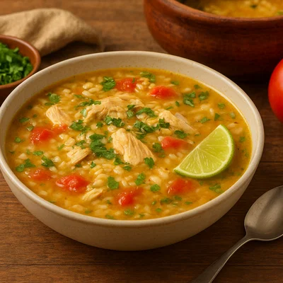 Aguado de Gallina – kolumbianische Hühner‑Reissuppe