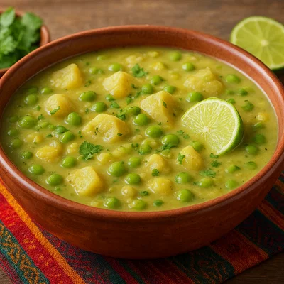 Sopa de Arvejas con Guineo (Erbsensuppe mit grüner Banane)