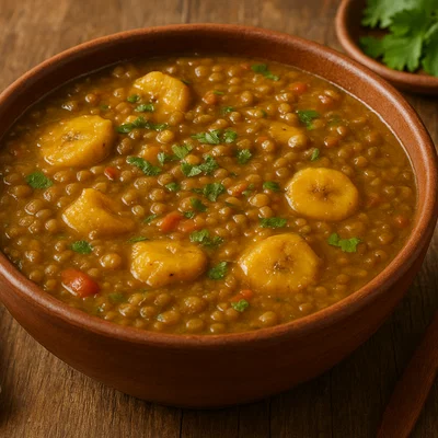 Sopa de Lenteja con Verde – Linsensuppe mit Kochbanane