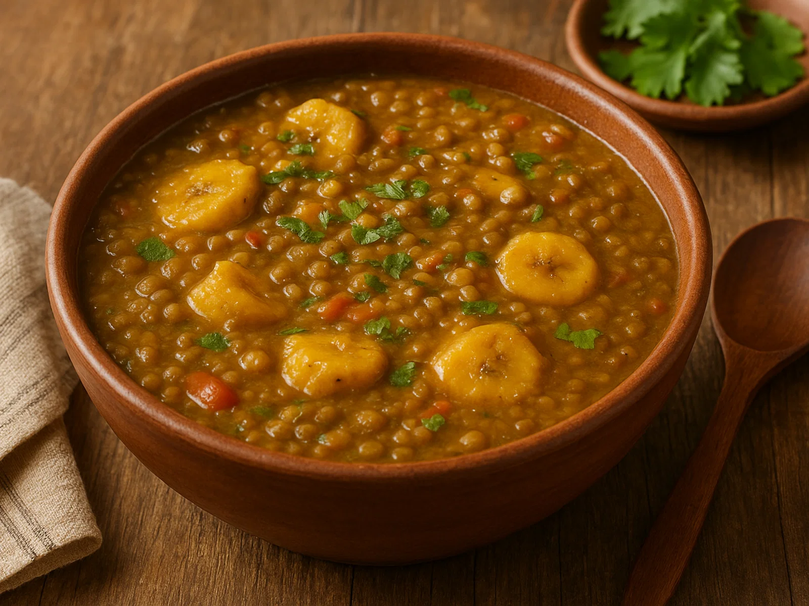 Sopa de Lenteja con Verde – Linsensuppe mit Kochbanane