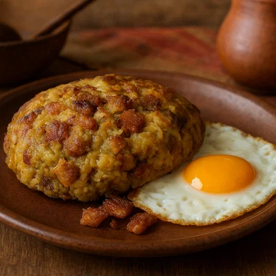 Bolón mixto – Kochbananenkloß mit Käse und Schwarte