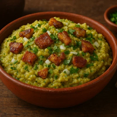 Majado de Verde (zerstampfte Kochbanane mit Schwarte)