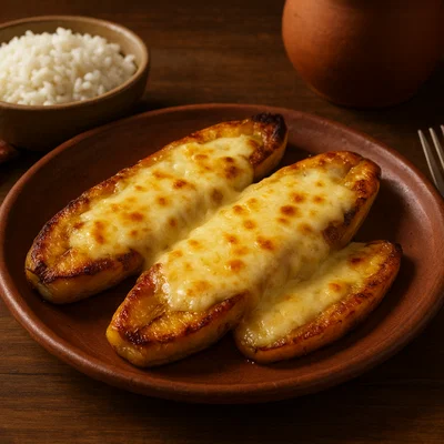 Maduro con Queso (Gebackene reife Kochbanane mit Käse)