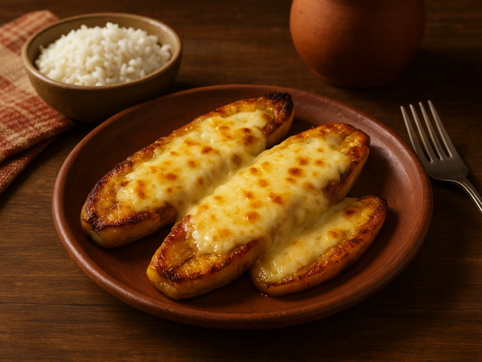 Maduro con Queso (Gebackene reife Kochbanane mit Käse)