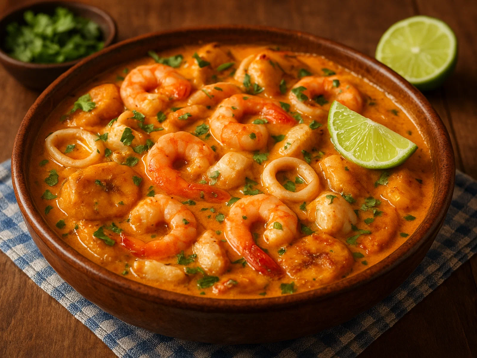 Cazuela de mariscos – Kochbananen-Erdnuss-Auflauf mit Meeresfrüchten