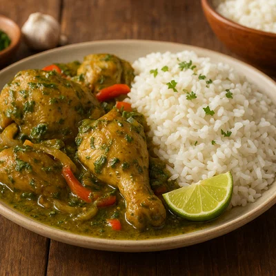 Seco de Pollo – peruanisches Schmorrhuhn mit Reis