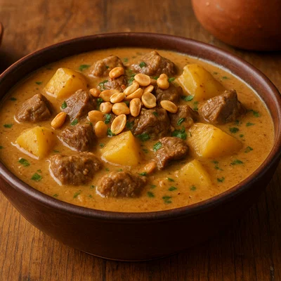 Cariucho – bolivianischer Eintopf mit Rindfleisch, Kartoffeln und Erdnusssauce
