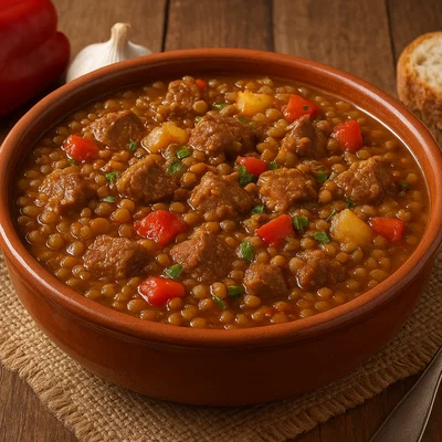 Menestra de Lenteja con Carne – Spanischer Linseneintopf