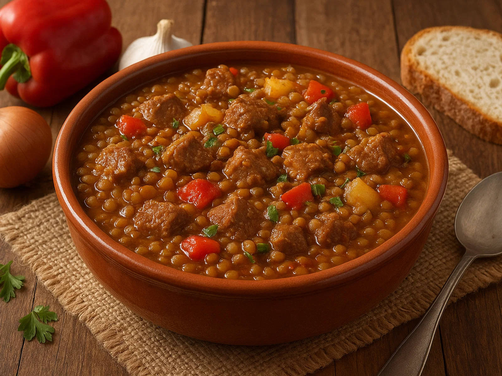 Menestra de Lenteja con Carne – Spanischer Linseneintopf