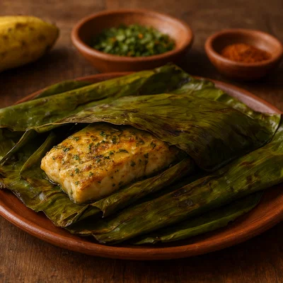 Maito de pescado (Amazonischer Fisch im Bijao-Blatt)