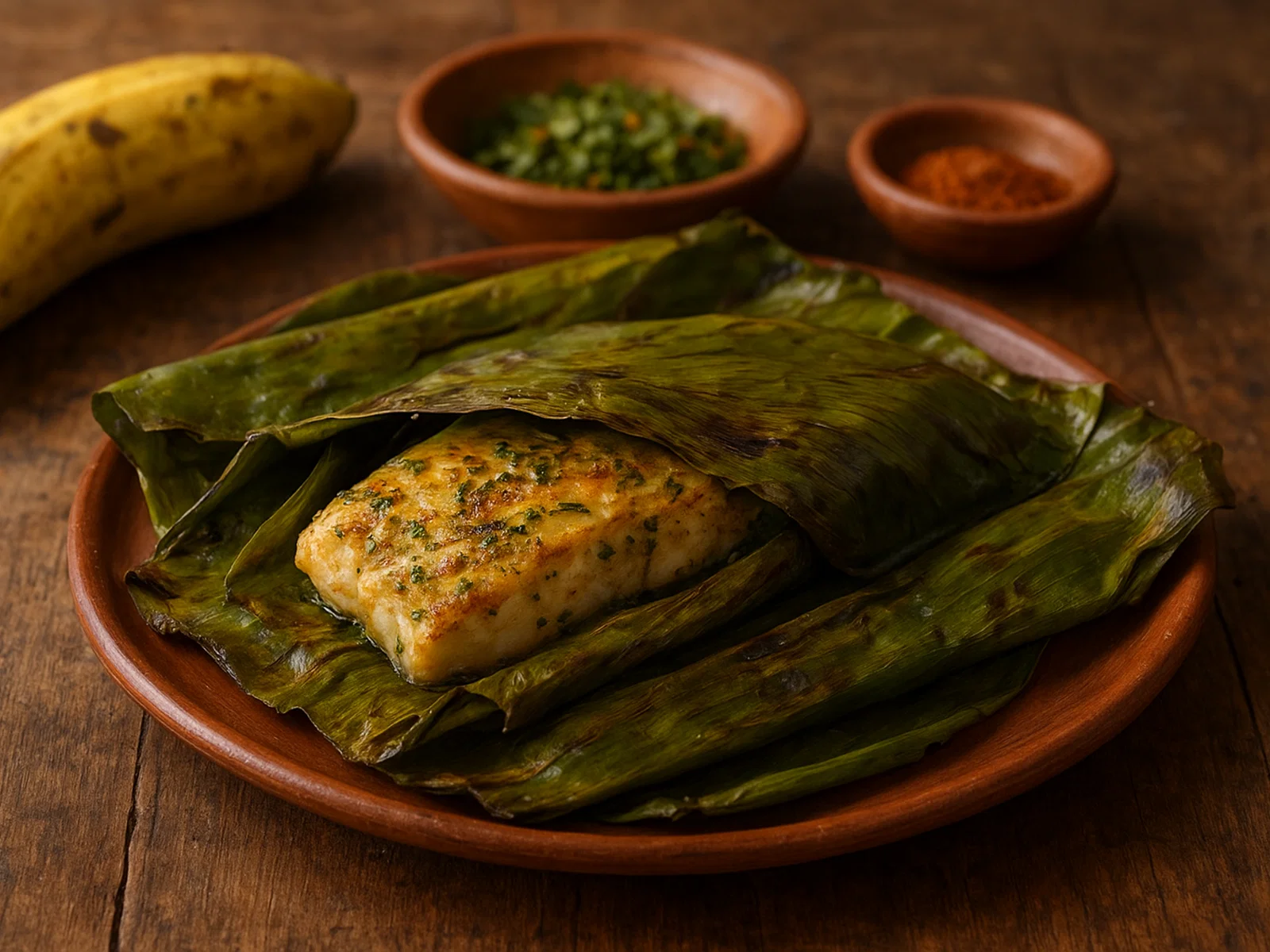 Maito de pescado (Amazonischer Fisch im Bijao-Blatt)