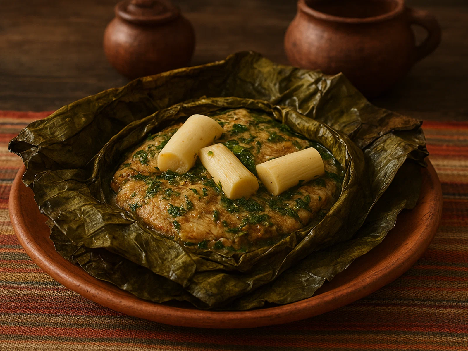 Ayampaco – Im Blatt gegartes Fleisch oder Fisch mit Palmherz