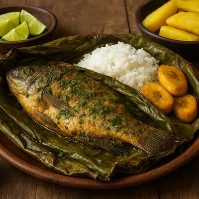 Maito de Tilapia (Tilapia im Blatt gegrillt)