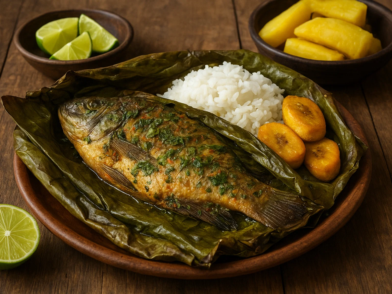Maito de Tilapia (Tilapia im Blatt gegrillt)