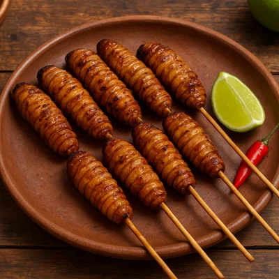 Chontacuro asado – gegrillte Palmwürmer am Spieß